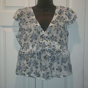 Miss Selfie ladies v-neck floral blouse